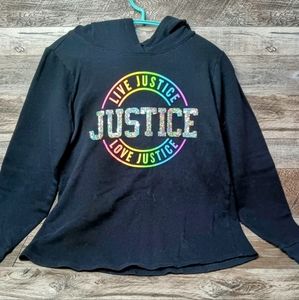 Justice Black Long Sleeve Hooded Tee Shirt - Girls Size 10
